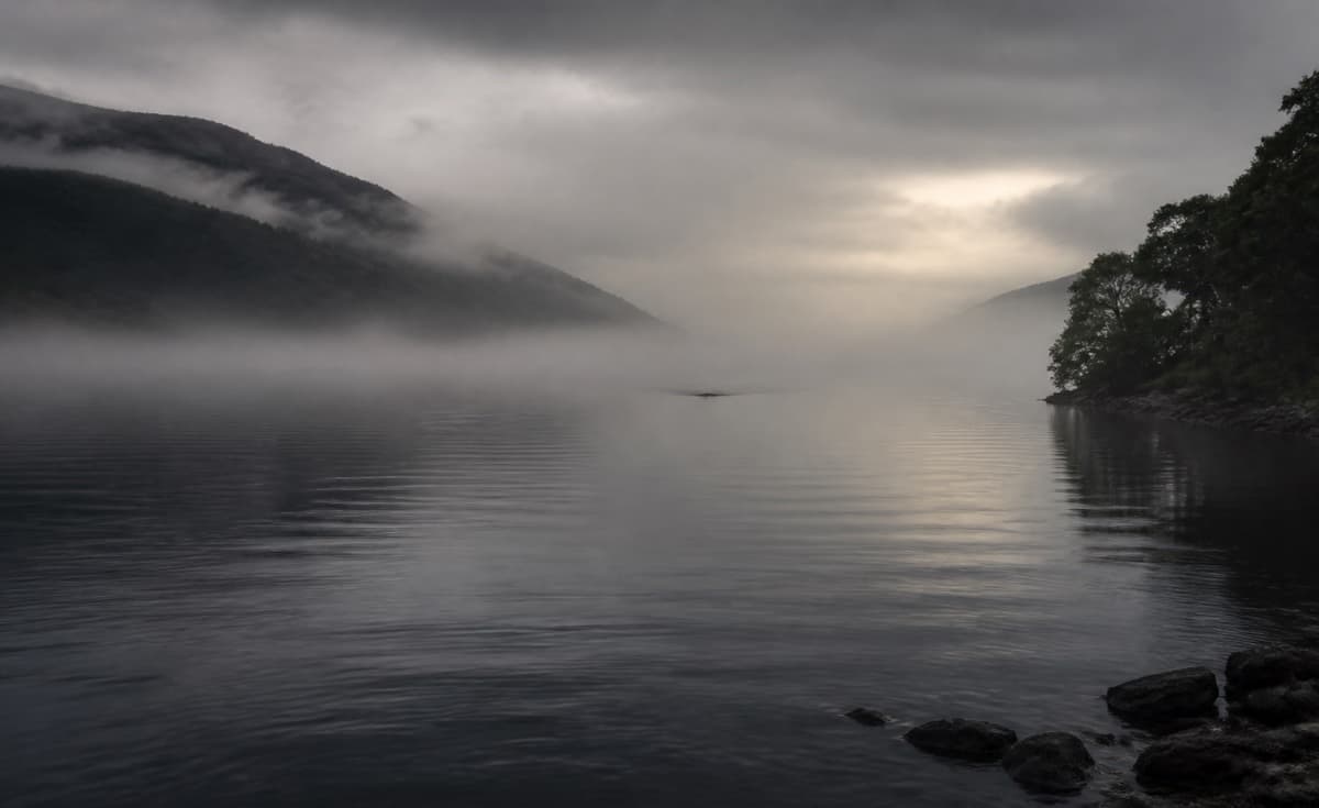 Mist over a dark lake