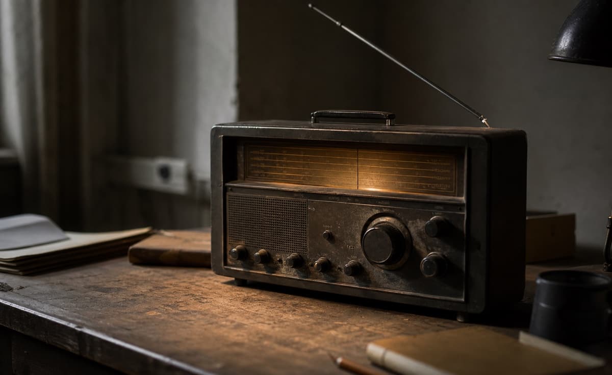 Altes Radiogerät mit schwachem Licht